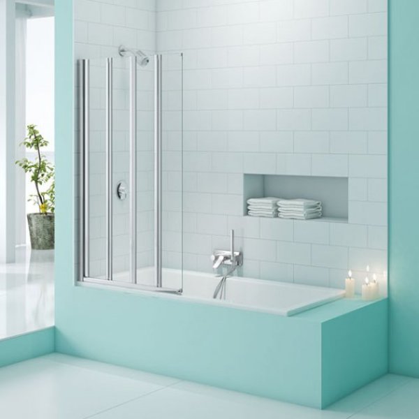 Merlyn SecureSeal Four Folding Bath Screen - 6mm Glass - 1500mm x 800mm - MS4