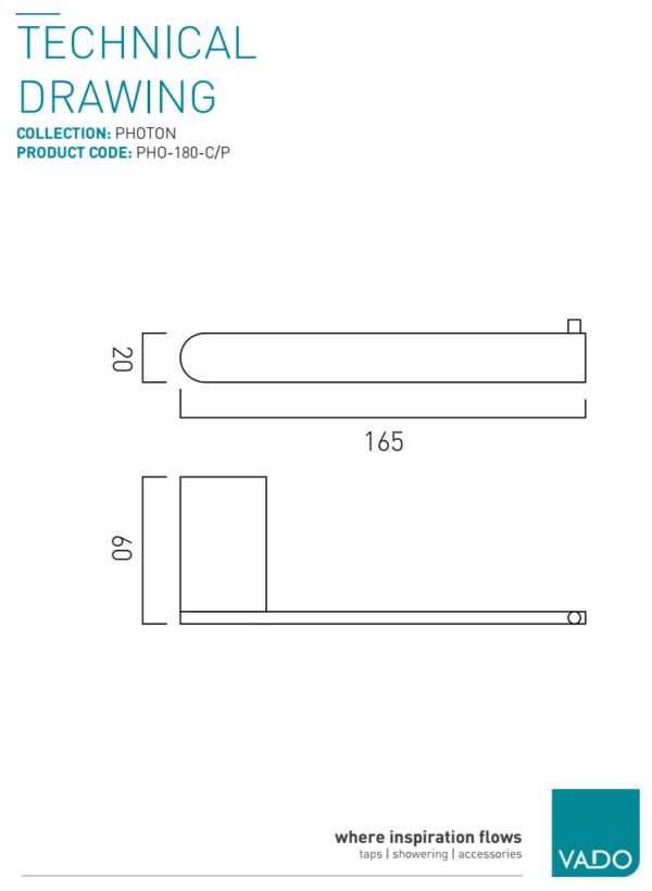Vado Photon Spare Toilet Roll Holder Chrome - Image 2