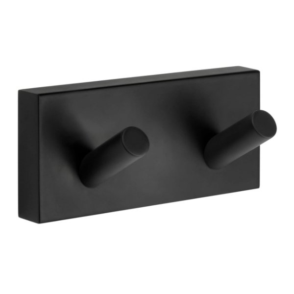 Smedbo House Double Towel Hook - 90mm Wide - Black