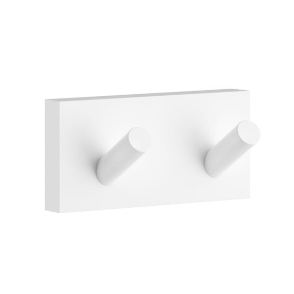 Smedbo House Double Towel Hook - 90mm Wide - White