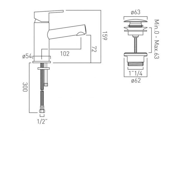 Vado Sense Mono Basin Mixer Tap with Universal Waste - Chrome - Image 2