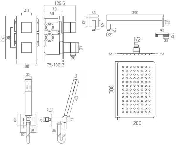 Vado Notion 2 Outlet Vertical Thermostatic Shower Set Chrome - Image 2