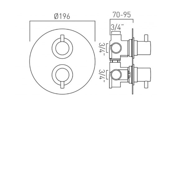 Vado DX Celsius Round Thermostatic 3 Outlet Concealed Shower Valve Dual Handle - Chrome - Image 3