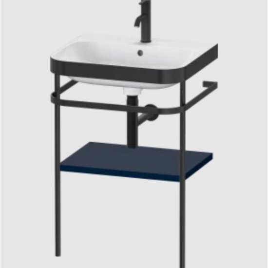 Duravit Happy D.2 Plus Floor Standing Console With C Bonded Basin - 1 Tap Hole - 575mm X 490mm - Night Blue Satin Matt Lacquer