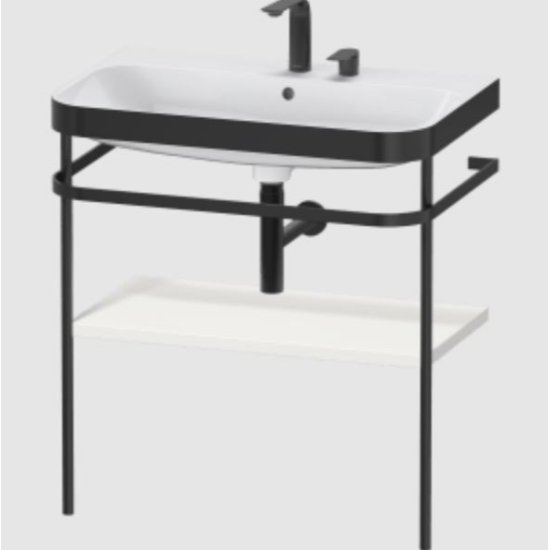 Duravit Happy D.2 Plus Floor Standing Console With C Bonded Basin - 2 Tap Hole - 775mm X 490mm - Nordic White Satin Matt Lacquer