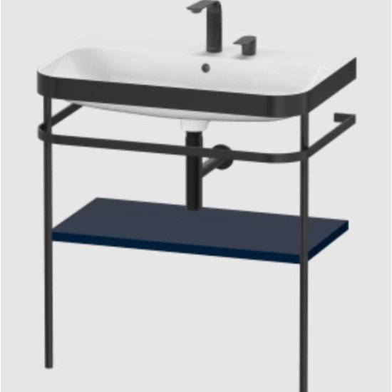 Duravit Happy D.2 Plus Floor Standing Console With C Bonded Basin - 2 Tap Hole - 775mm X 490mm - Night Blue Satin Matt Lacquer