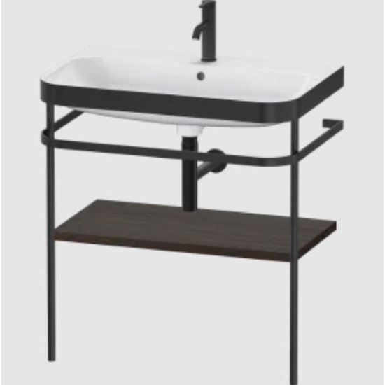 Duravit Happy D.2 Plus Floor Standing Console With C Bonded Basin - 1 Tap Hole - 775mm X 490mm - Brushed Walnut