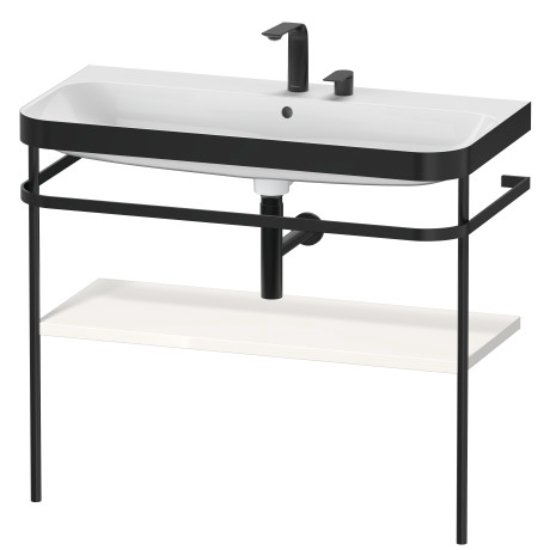 Duravit Happy D.2 Plus Floor Standing Console With C Bonded Basin - 2 Tap Hole - 975mm X 490mm - White High Gloss Decor