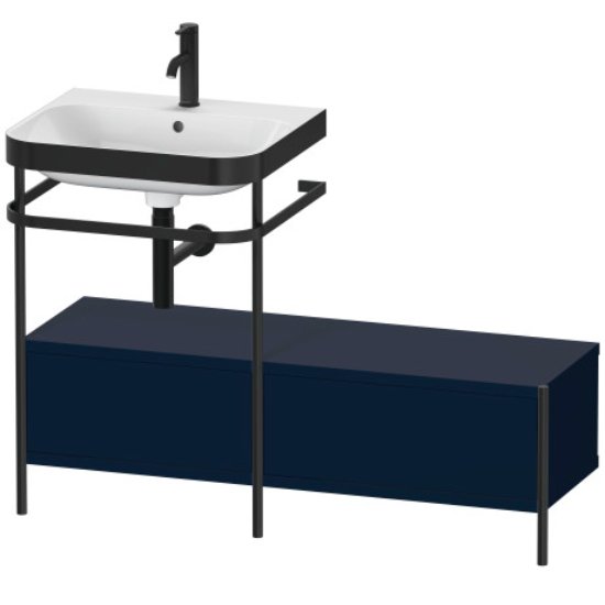 Duravit Happy D.2 Plus 2 Right Drawer Floor Standing Console With Basin - 1 Tap Hole - 1200mm X 490mm - Night Blue Satin Matt Lacquer