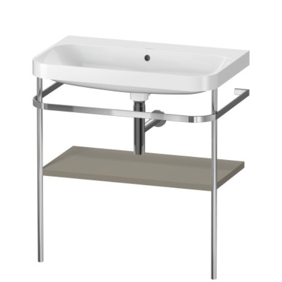 Duravit Happy D.2 Plus Floor Standing Console With C Shaped Basin - No Tap Hole - 775mm X 490mm - Stone Grey Satin Matt Lacquer