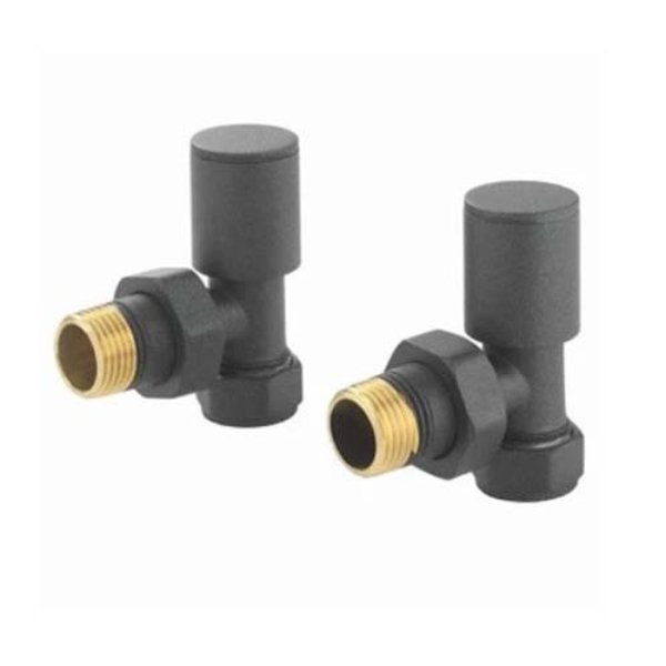 Redroom Angled Round Radiator Valve Pack - Anthracite