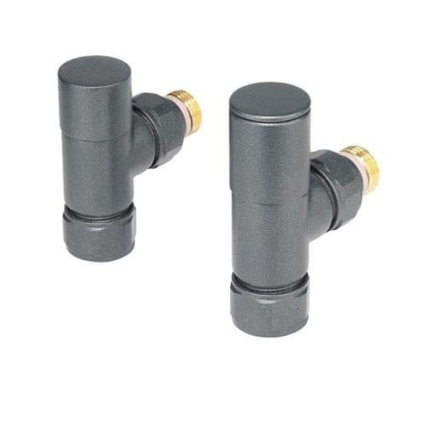 Redroom Angled Round Radiator Valve Pack - Volcanic