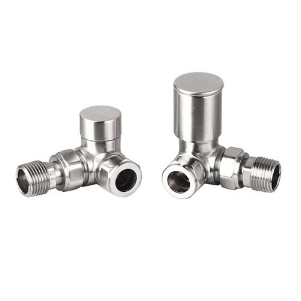Redroom Corner Round Radiator Valve Pack - Brushed Nickel