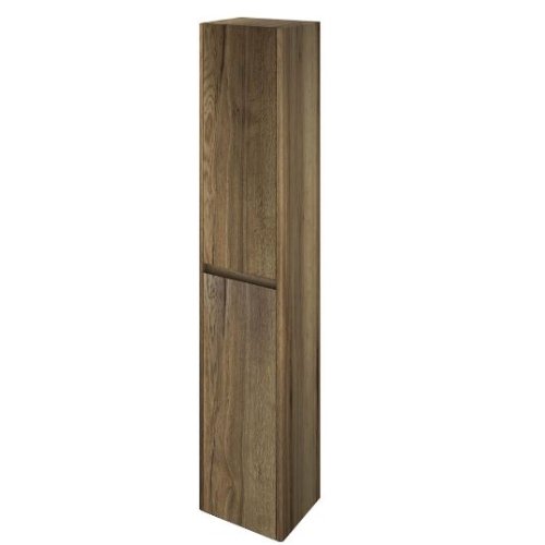 The White Space Americana 2 Door Wall Hung Tall Storage Unit - 300mm Wide - Tobacco Oak
