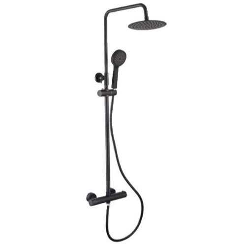 The White Space Yes Bar Shower Mixer with Integral Fixed Head and Shower Kit - Black