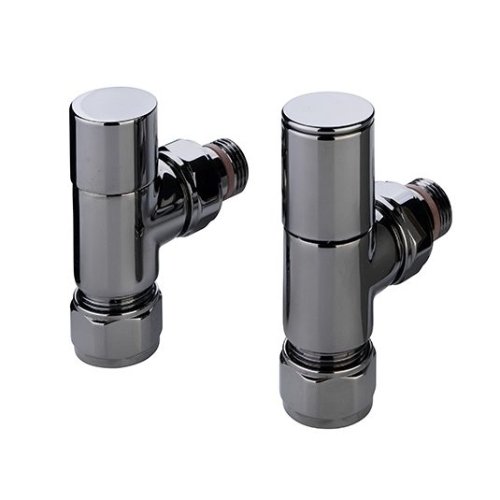 Zehnder Radiator Manual Angled Valve Set 27 - Nickel nero