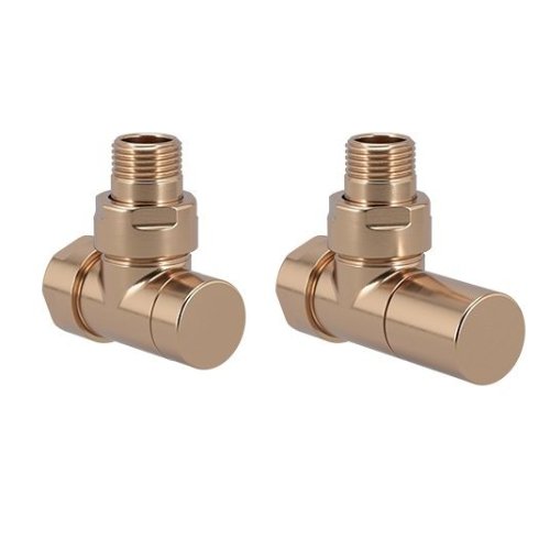 Zehnder Radiator Manual Angled valve set 35 - Brushed Bronze