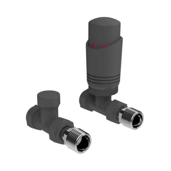 BSUK Thermostatic Straight Radiator Valves Pair - Anthracite