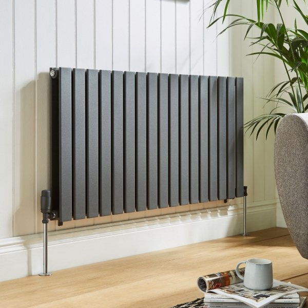 BSUK Boston Single Horizontal Designer Radiator - 600mm x 420mm - Anthracite