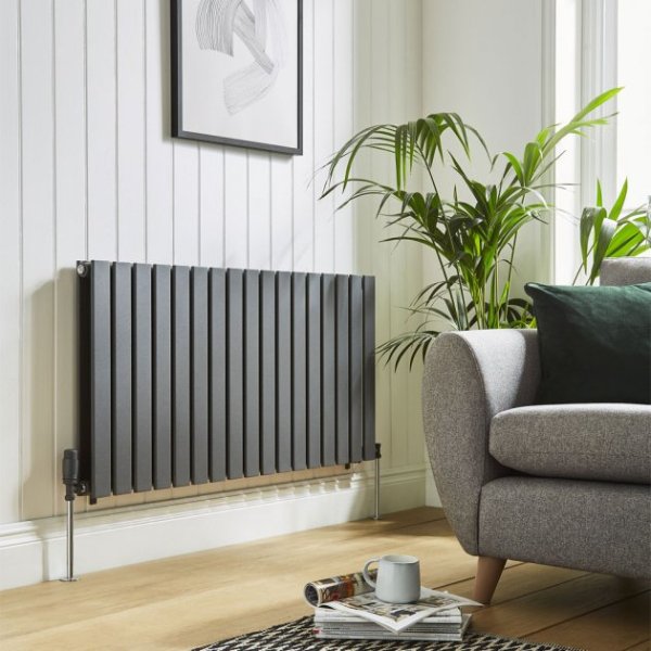 BSUK Boston Double Horizontal Designer Radiator - 600mm x 910mm - Anthracite