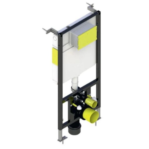 BSUK Keytech Wall Mounting Toilet Frame 1.12m with Dual Fuel Cistern - Black/Grey
