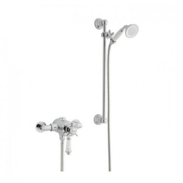 BSUK Klassique Option 4 Thermostatic Exposed Shower Valve with Adjustable Slide Rail Kit - Chrome