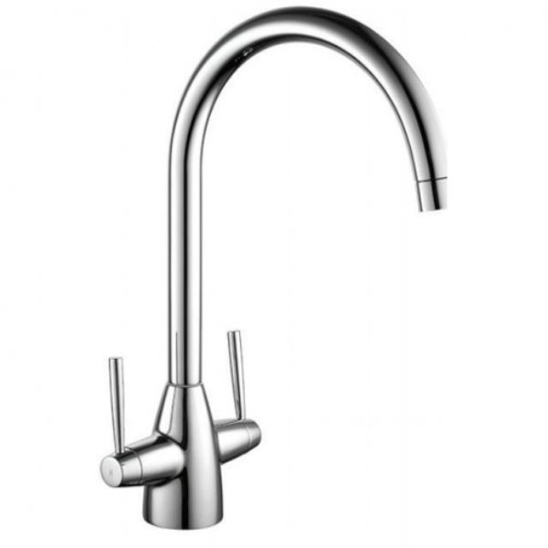 BSUK Mono Deck Mounted Kitchen Sink Mixer Tap Dual Handle - Polished Chrome