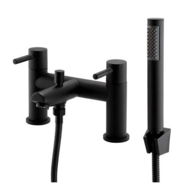 BSUK Nero Round Bath Shower Mixer Tap with Shower Handset - Black