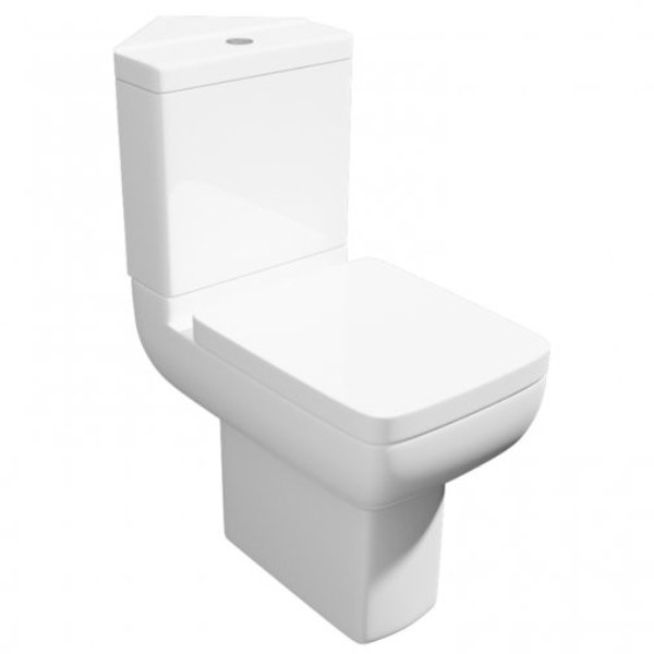 BSUK Options 600 Close Coupled Toilet with Push Button Corner Cistern and Soft Close Seat - White