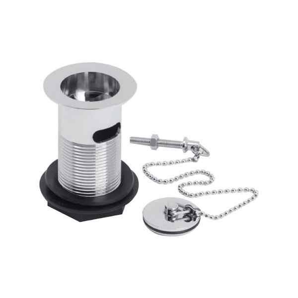 BSUK Slotted Basin Waste with Brass Plug and Chain - Chrome