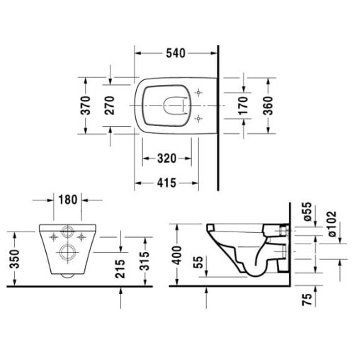 Duravit Durastyle Wall Hung Rimless Toilet And Set - White - Image 2
