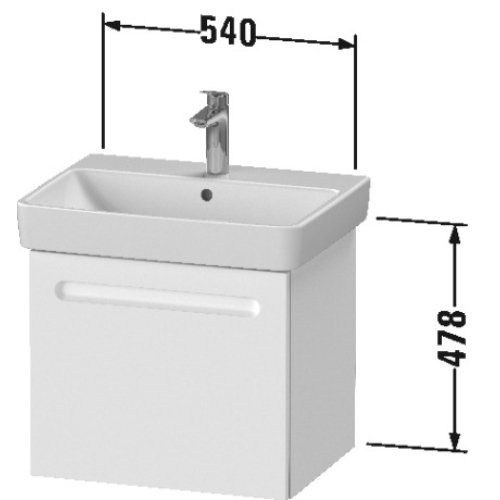 Duravit No.1 Single Drawer wall Hung Vanity unit With Basin - 540mm ...