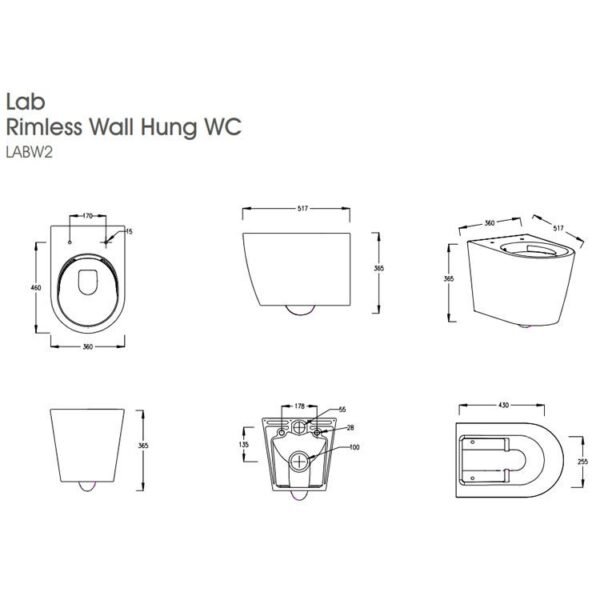 The White Space Lab Rimless Wall Hung Toilet - White - Image 4