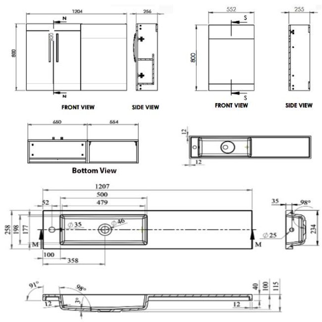 The White Space Scene I Shaped Combination Unit - 1100mm Wide - Image 6