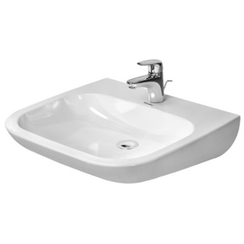 Duravit D-Code Wall Hung Basin Without Overflow,Tap Platform - 600mm Wide - 1 Tap Hole