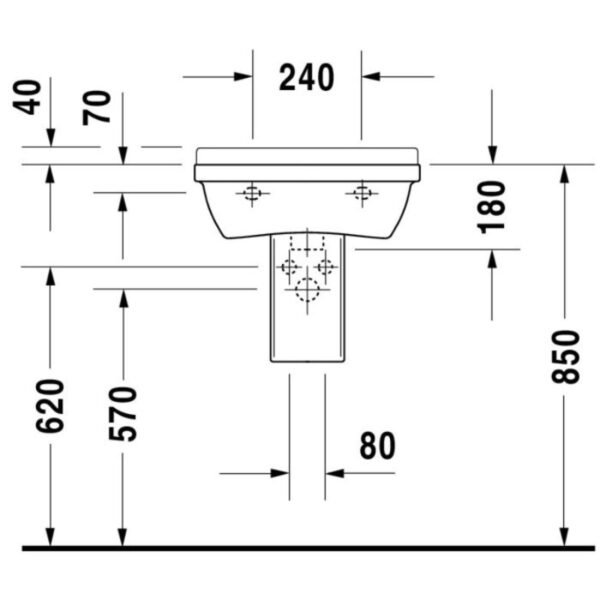 Duravit Starck 3 Basin - 1 TH - 500mm - Pedestal Options - Image 6