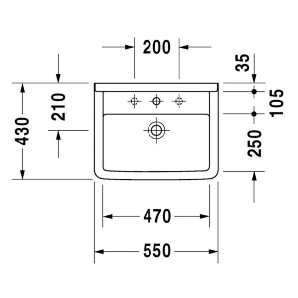 Duravit Starck 3 Basin - 1 TH - 550mm - Pedestal Options - Image 5