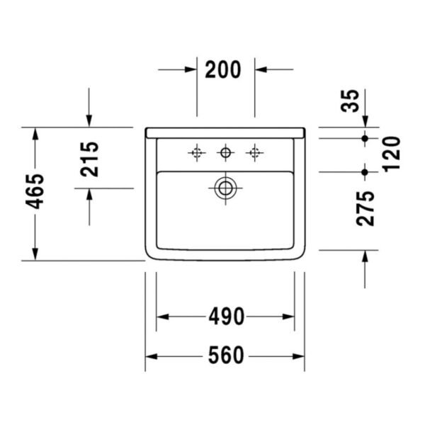 Duravit Starck 3 Countertop Basin - 1 TH - 560mm - White Alpin - Image 3