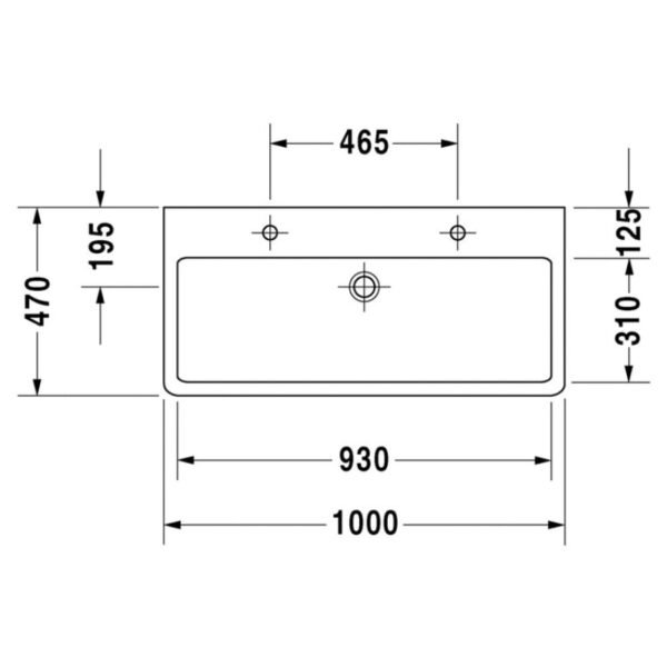 Duravit Vero Basin - 2 TH - 1000mm - Image 5