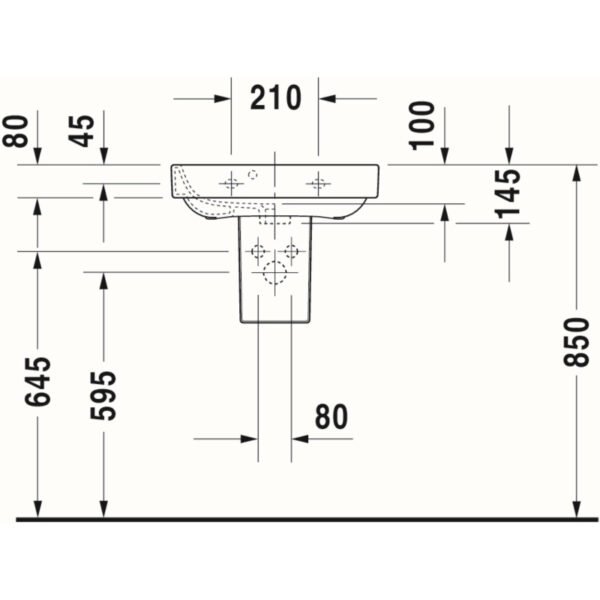 Duravit Happy D2 Basin - 1 TH - 500mm - Pedestal Options - Image 5