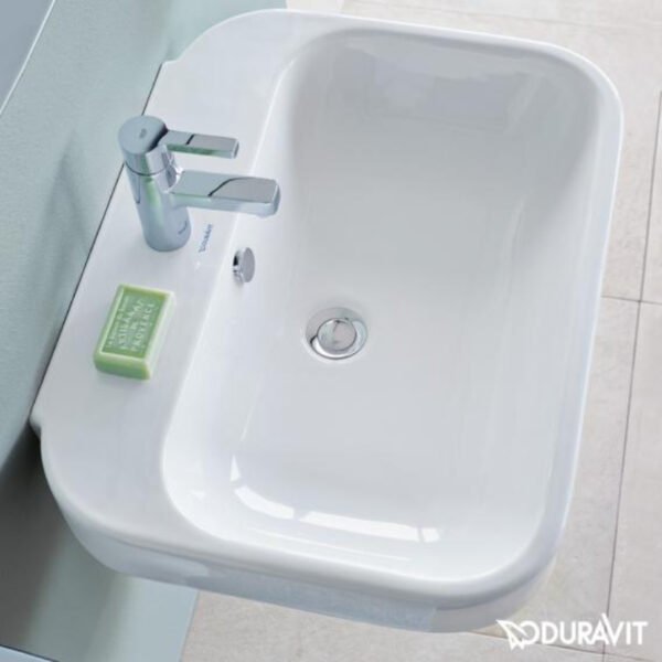 Duravit Happy D2 Basin - 1 TH - 500mm - Pedestal Options - Image 2