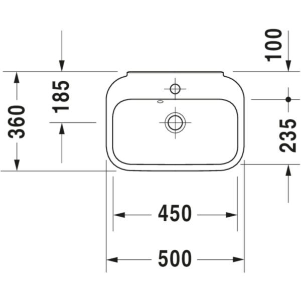 Duravit Happy D2 Basin - 1 TH - 500mm - Pedestal Options - Image 4