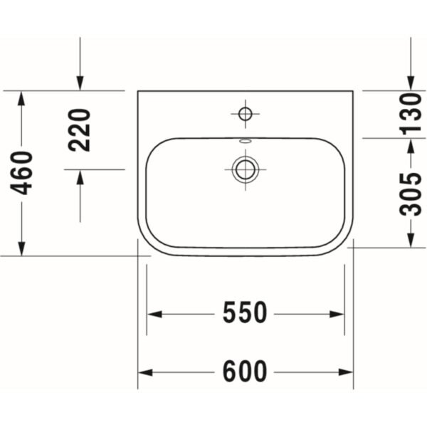 Duravit Happy D2 Countertop Basin - 1 TH - 600mm - White Alpin - Image 3