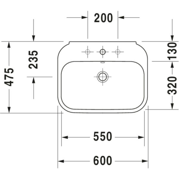 Duravit Happy D2 Basin - 1 TH - 600mm - Pedestal Options - Image 5