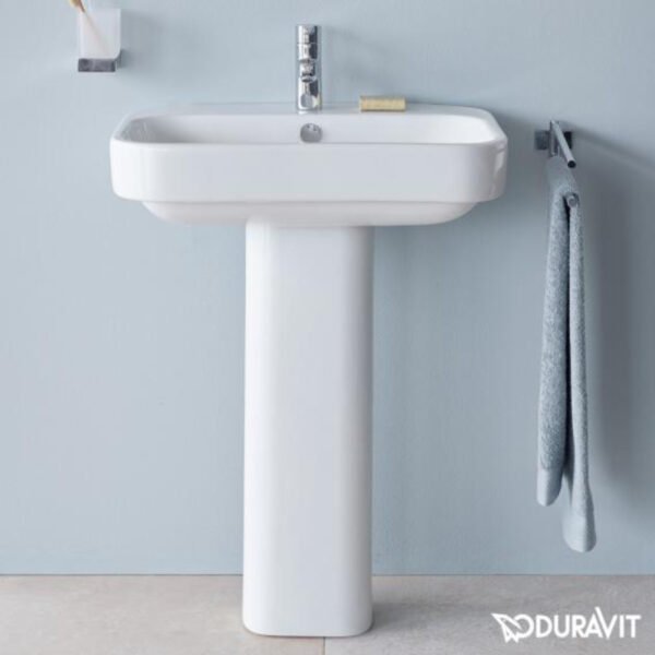 Duravit Happy D2 Basin - 1 TH - 650mm - Pedestal Options - Image 5