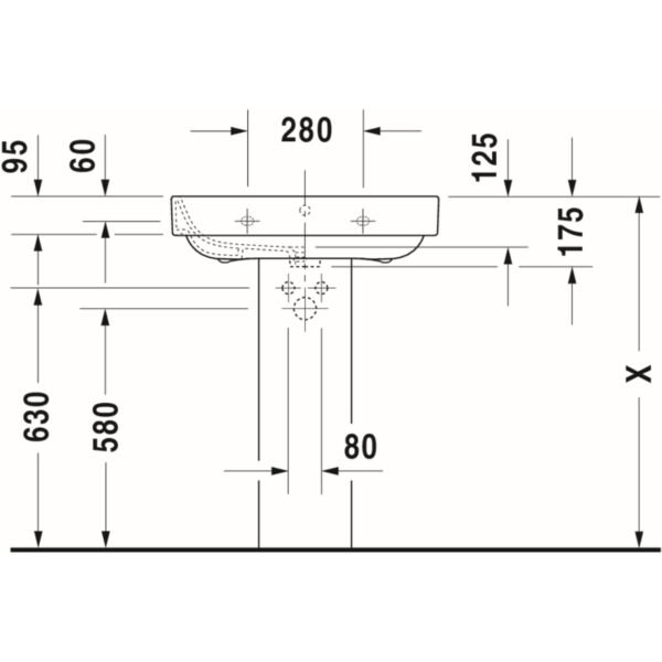 Duravit Happy D2 Basin - 1 TH - 650mm - Pedestal Options - Image 8
