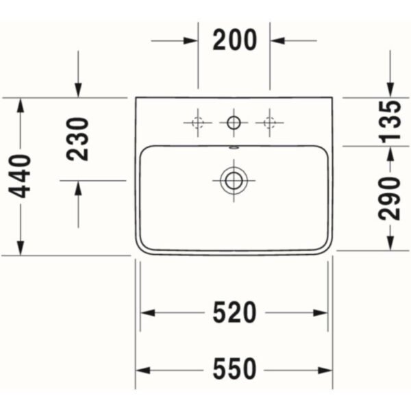 Duravit Me By Starck Basin With Overflow - 1 TH - 550mm - Pedestal Options - Image 7