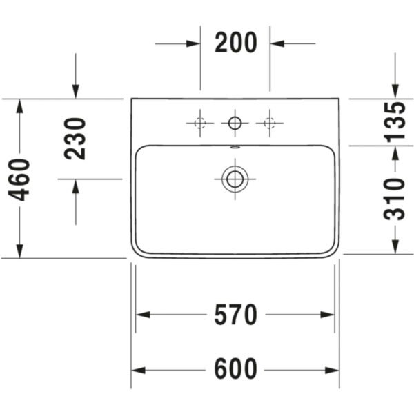 Duravit Me By Starck Basin With Overflow - 1 TH - 600mm - Pedestal Options - Image 8