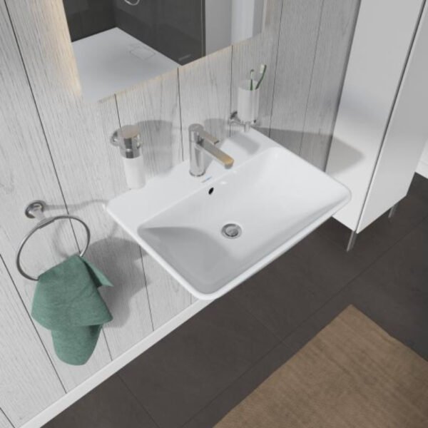 Duravit Me By Starck Basin With Overflow - 1 TH - 600mm - Pedestal Options - Image 5