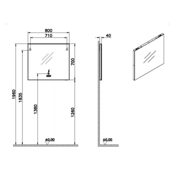 Vitra Brite Illuminated LED Mirror - Image 2